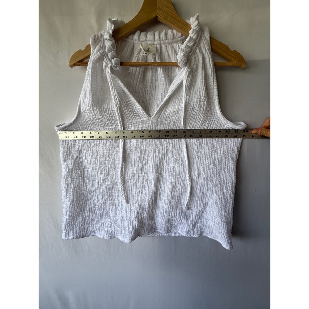 Joie White Cotton Double Gauze Ruffle Tie Neck Sleeveless Blouse XL - Picture 5 of 6